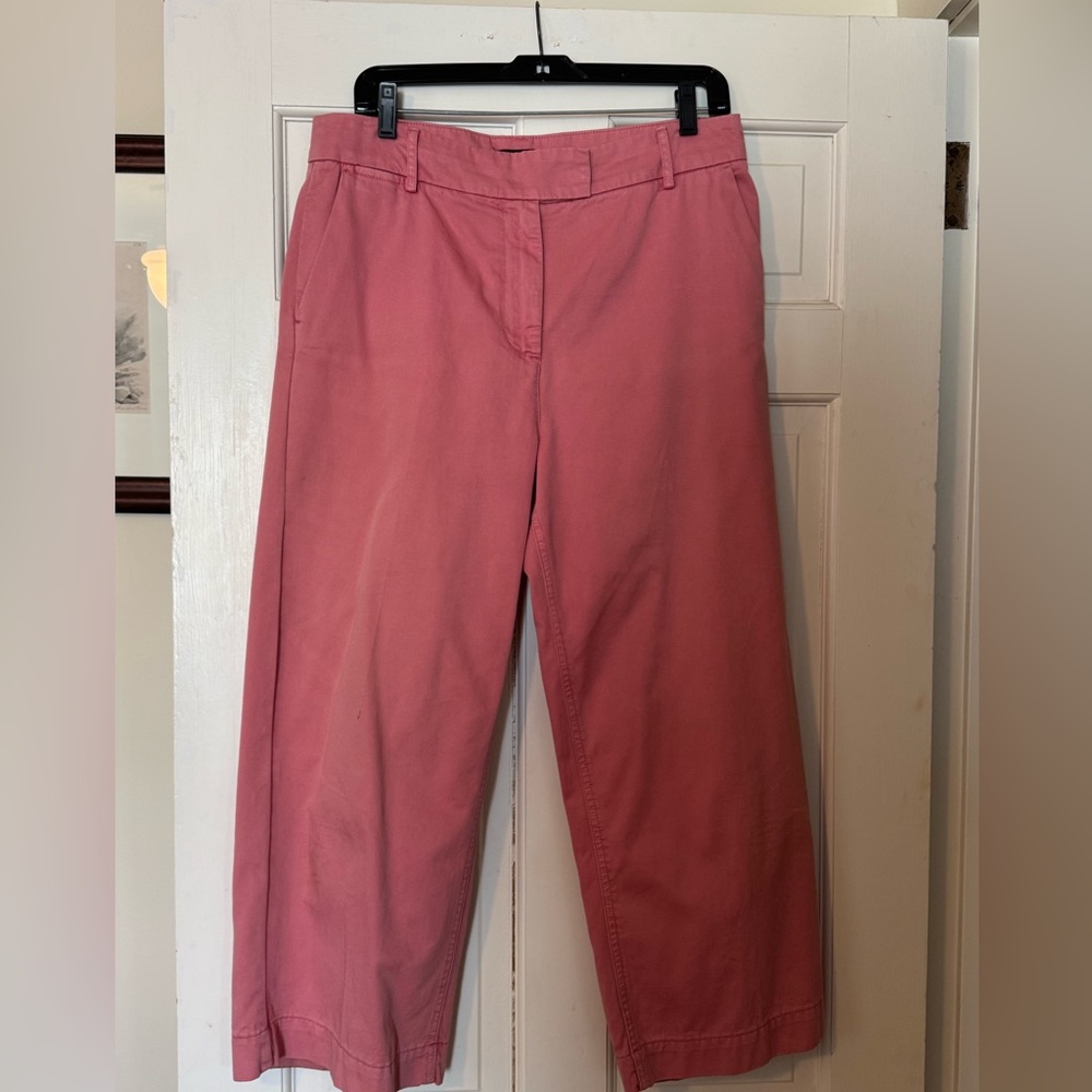 J. Crew Faded Rose/Coral Chino Cropped Wide Leg Trousers